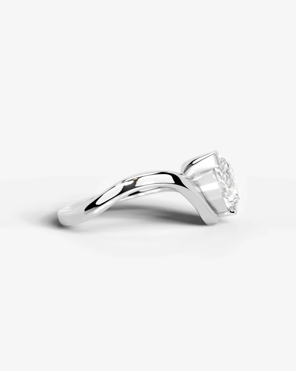 2 Carat Lab Grown Pear Cut Diamond Curved Bypass Ring