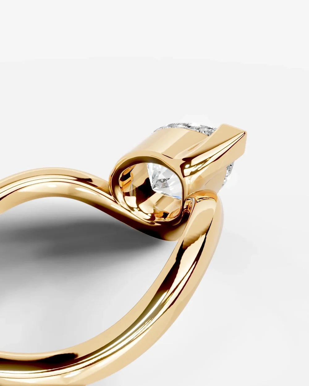 2 Carat Lab Grown Pear Cut Diamond Curved Bypass Ring