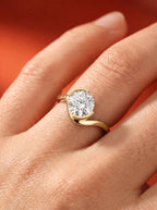 2 Carat Lab Grown Round Cut Diamond Sculptural Curved Ring