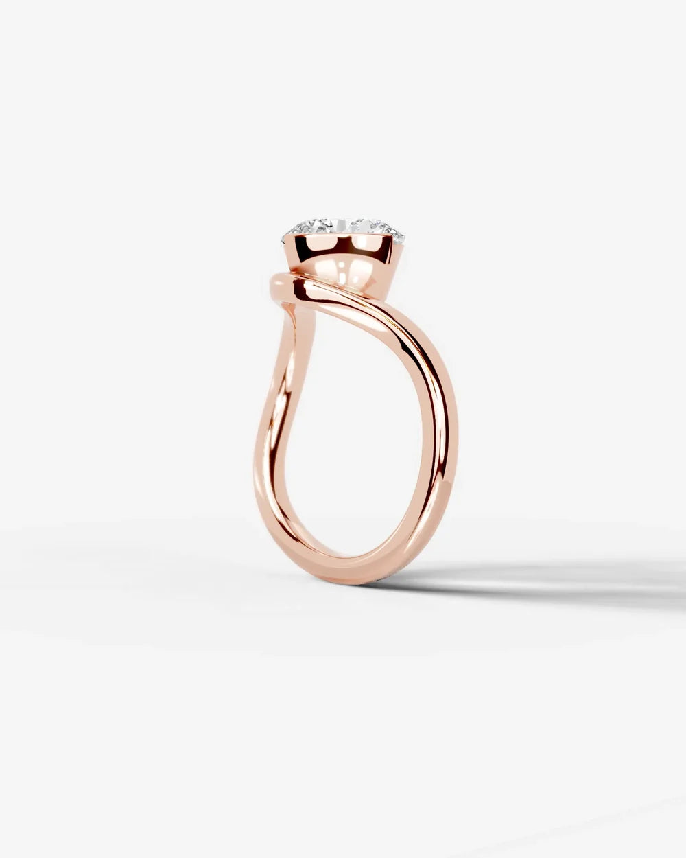 2 Carat Lab Grown Round Cut Diamond Sculptural Curved Ring