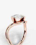 2 Carat Lab Grown Round Cut Diamond Sculptural Curved Ring