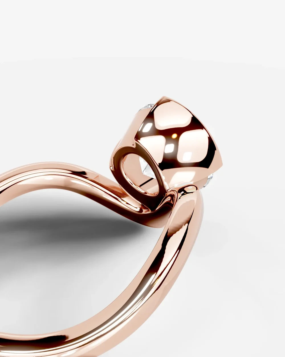 2 Carat Lab Grown Round Cut Diamond Sculptural Curved Ring