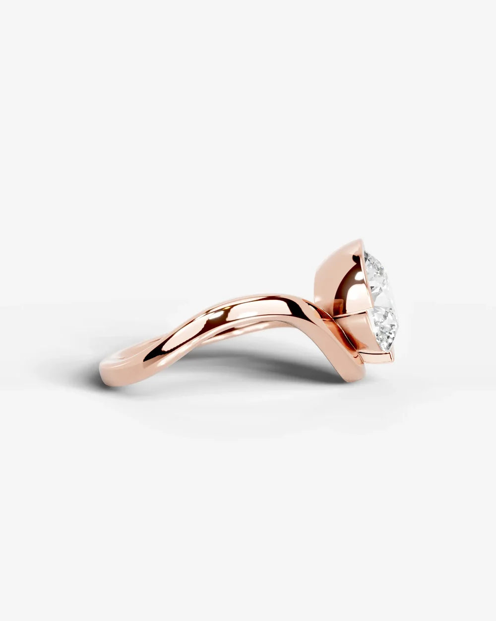 2 Carat Lab Grown Round Cut Diamond Sculptural Curved Ring