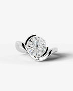 2 Carat Lab Grown Round Cut Diamond Sculptural Curved Ring