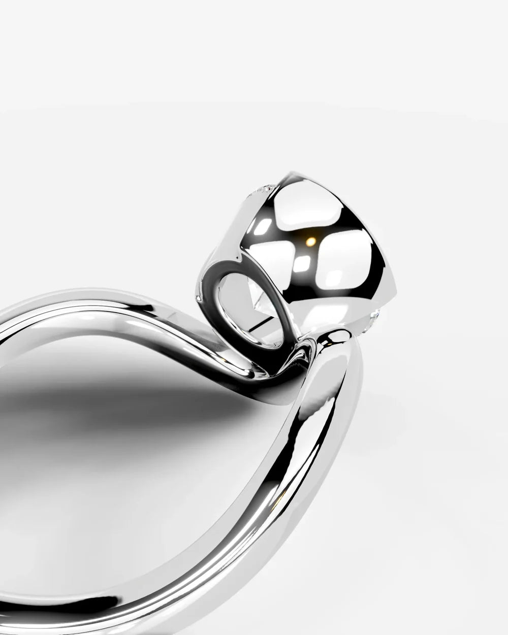 2 Carat Lab Grown Round Cut Diamond Sculptural Curved Ring
