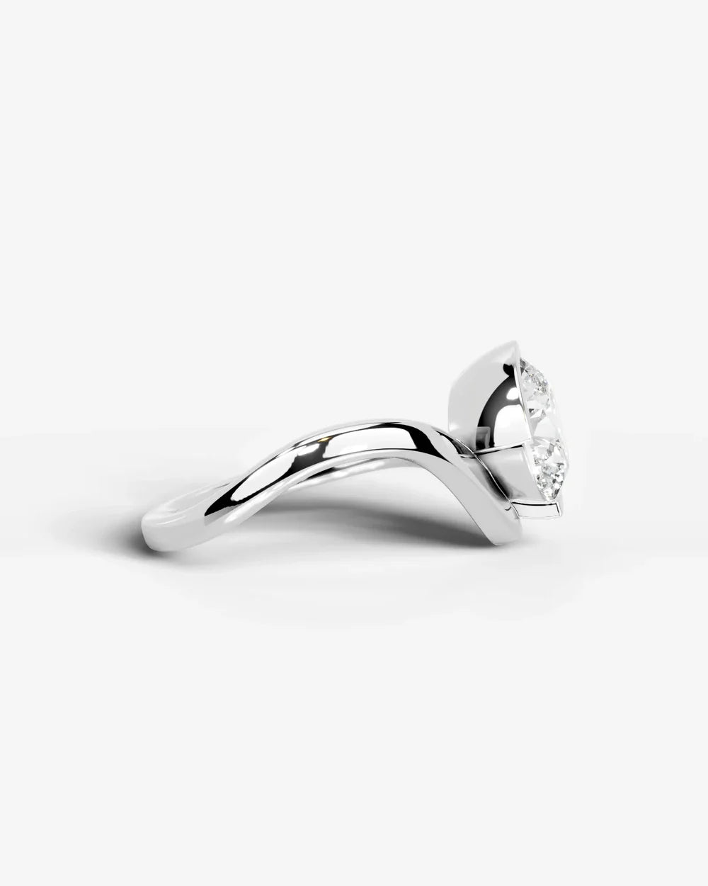 2 Carat Lab Grown Round Cut Diamond Sculptural Curved Ring
