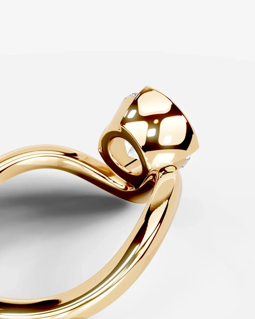 2 Carat Lab Grown Round Cut Diamond Sculptural Curved Ring