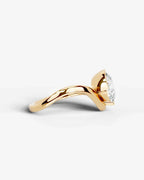 2 Carat Lab Grown Round Cut Diamond Sculptural Curved Ring