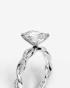 2 Carat Lab Grown Emerald Cut Diamond Twist Engagement Ring