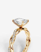 2 Carat Lab Grown Emerald Cut Diamond Twist Engagement Ring