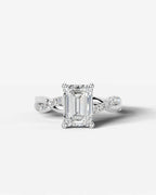 2 Carat Lab Grown Emerald Cut Diamond Twist Engagement Ring