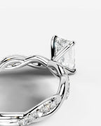 2 Carat Lab Grown Emerald Cut Diamond Twist Engagement Ring