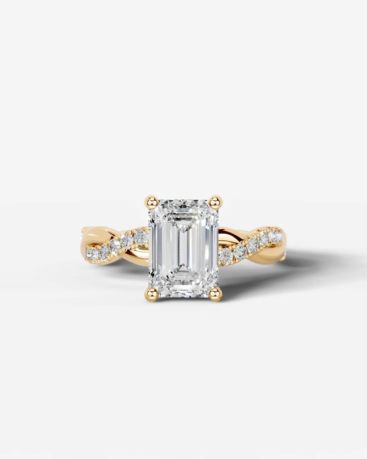 2 Carat Lab Grown Emerald Cut Diamond Twist Engagement Ring