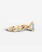 2 Carat Lab Grown Emerald Cut Diamond Twist Engagement Ring