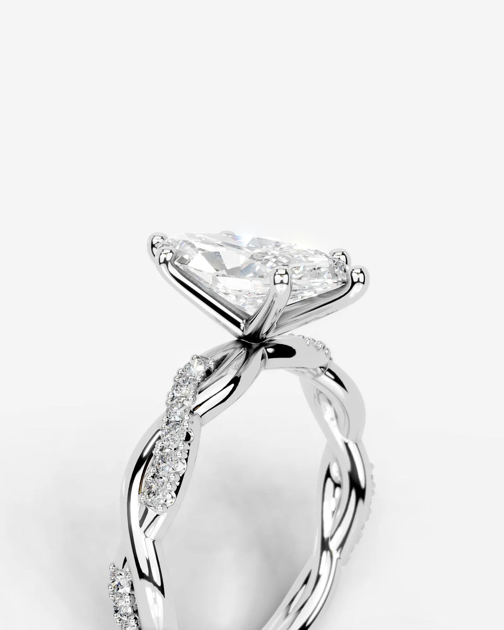 2 Carat Lab Grown Marquise Diamond Twisted Pavé Band Ring