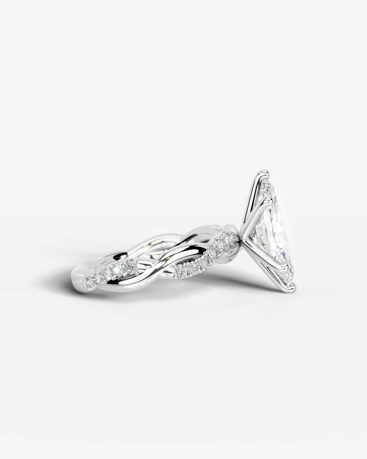 2 Carat Lab Grown Marquise Diamond Twisted Pavé Band Ring