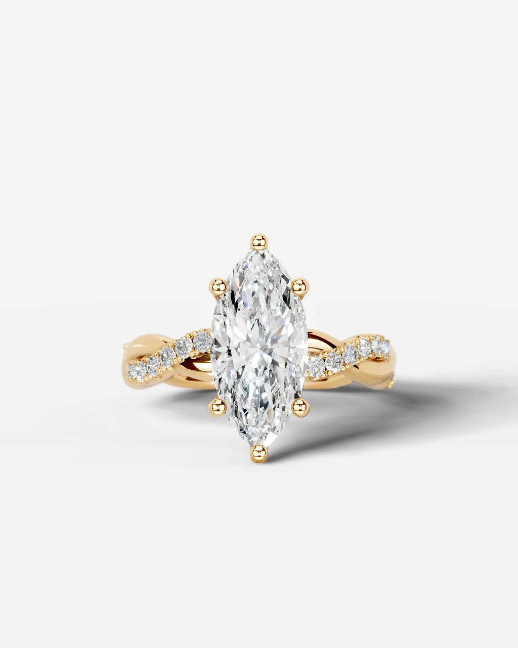 2 Carat Lab Grown Marquise Diamond Twisted Pavé Band Ring