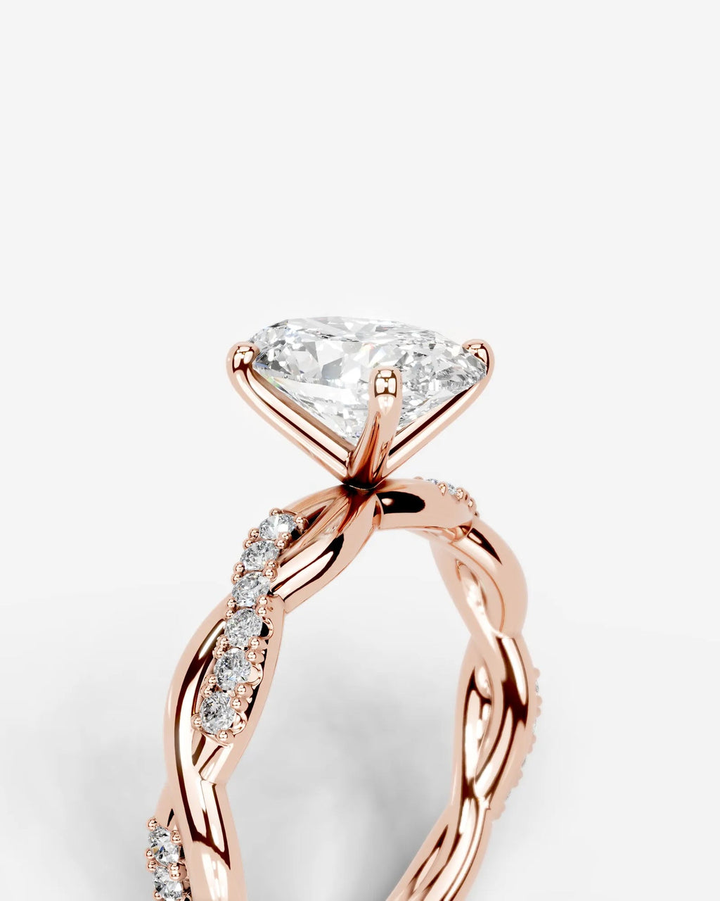 2 Carat Lab Grown Oval Cut Diamond Twist Engagement Ring