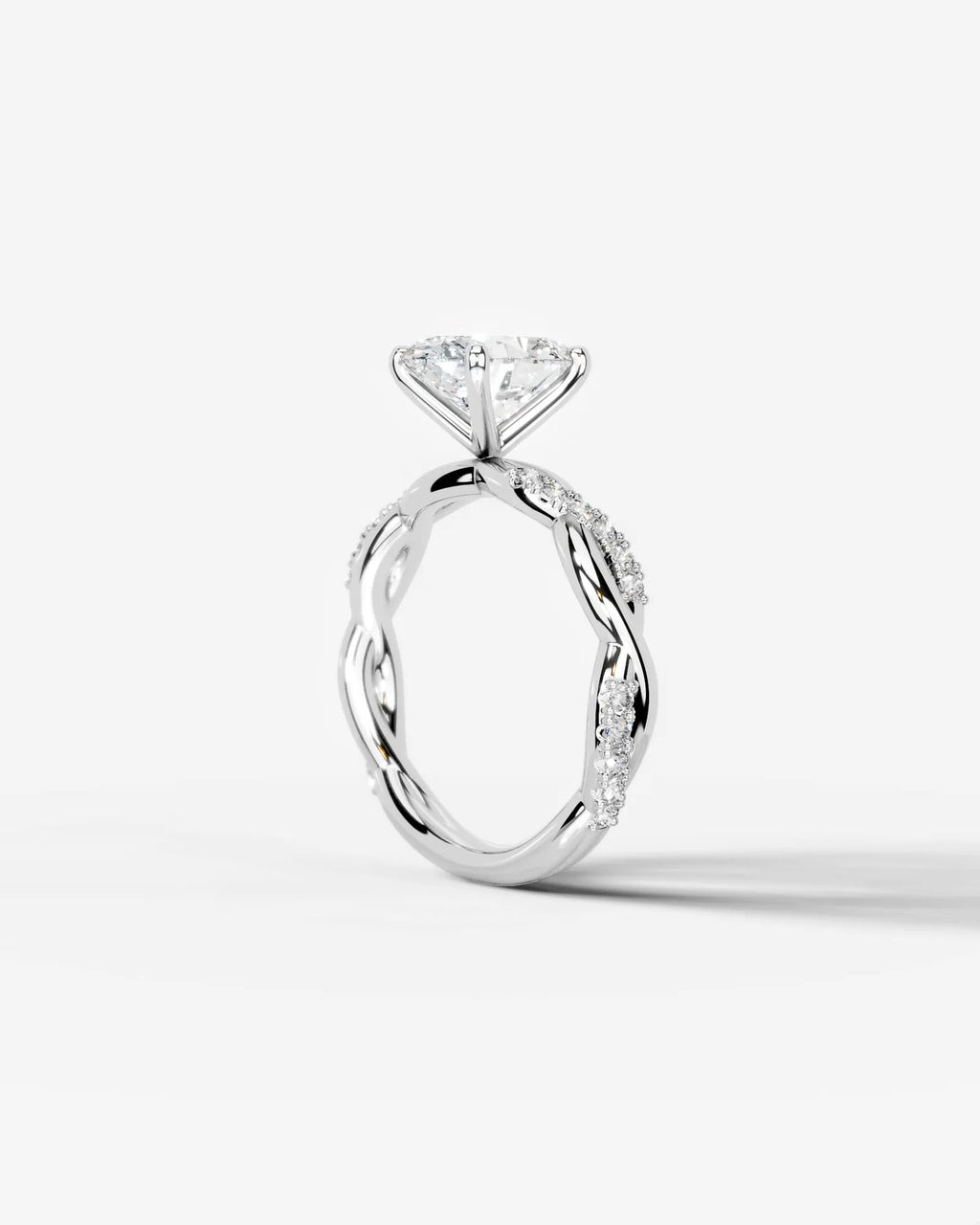 2 Carat Lab Grown Oval Cut Diamond Twist Engagement Ring