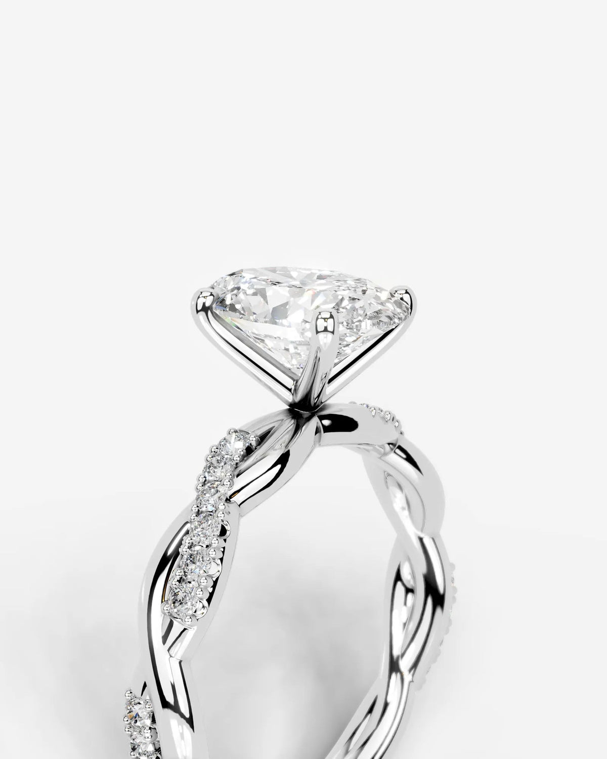 2 Carat Lab Grown Oval Cut Diamond Twist Engagement Ring