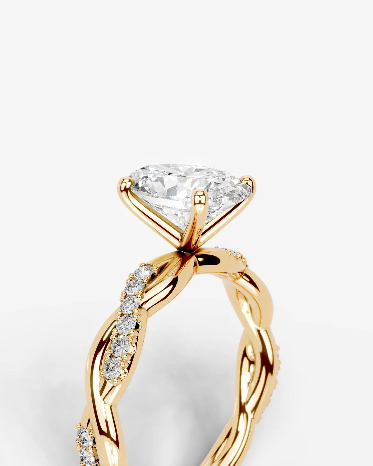 2 Carat Lab Grown Oval Cut Diamond Twist Engagement Ring