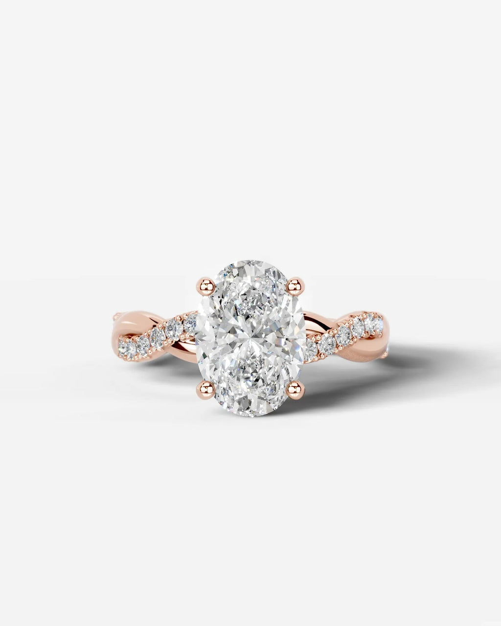 2 Carat Lab Grown Oval Cut Diamond Twist Engagement Ring