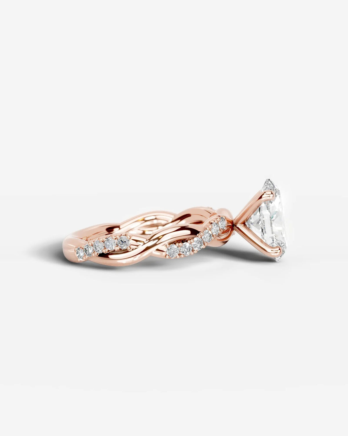 2 Carat Lab Grown Oval Cut Diamond Twist Engagement Ring