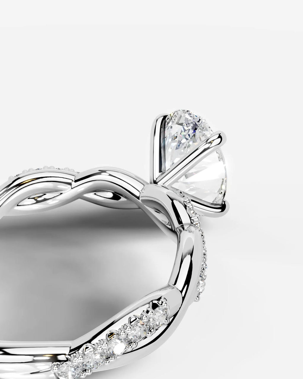 2 Carat Lab Grown Oval Cut Diamond Twist Engagement Ring