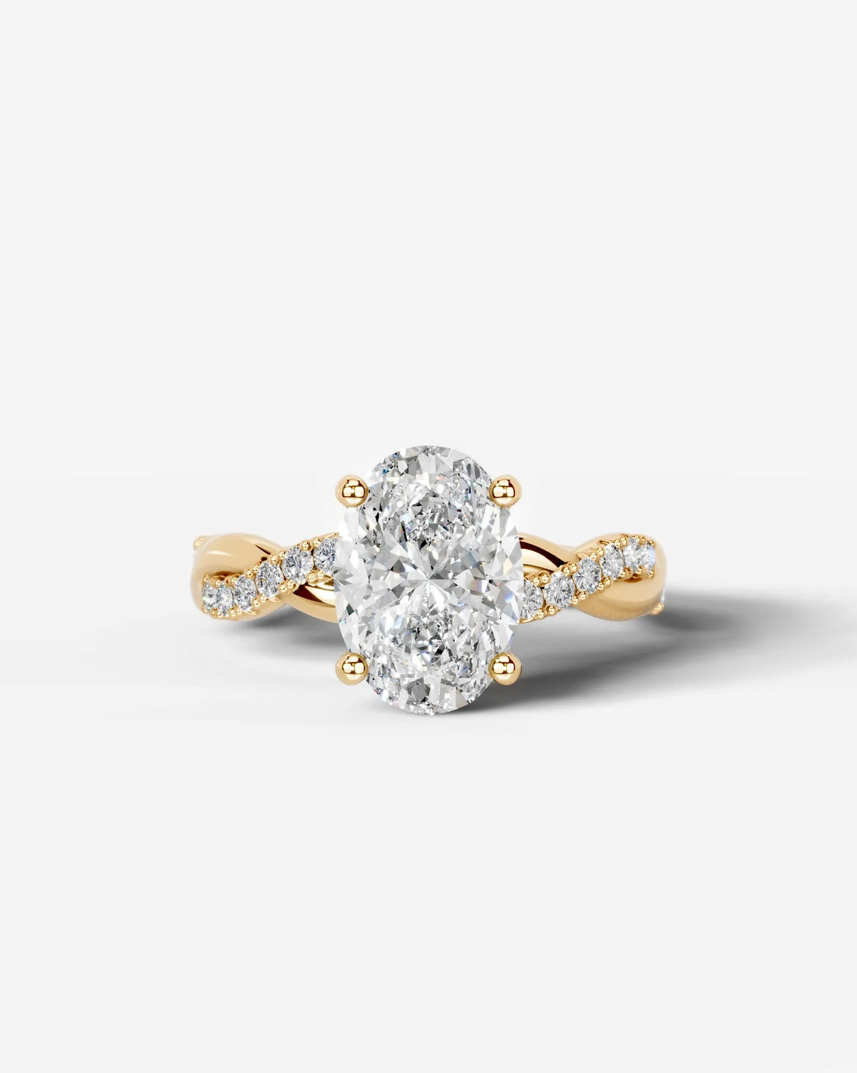 2 Carat Lab Grown Oval Cut Diamond Twist Engagement Ring