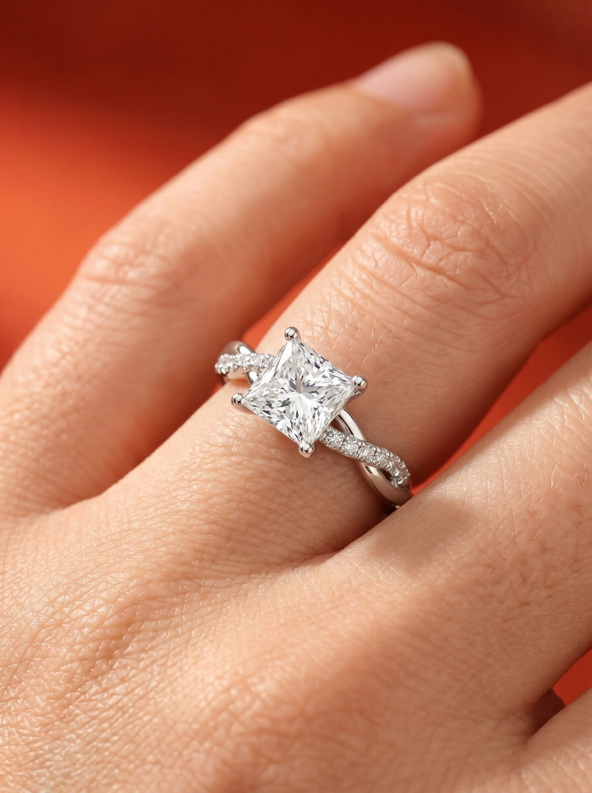 2 Carat Lab Grown Princess Cut Diamond Infinity Twist Ring