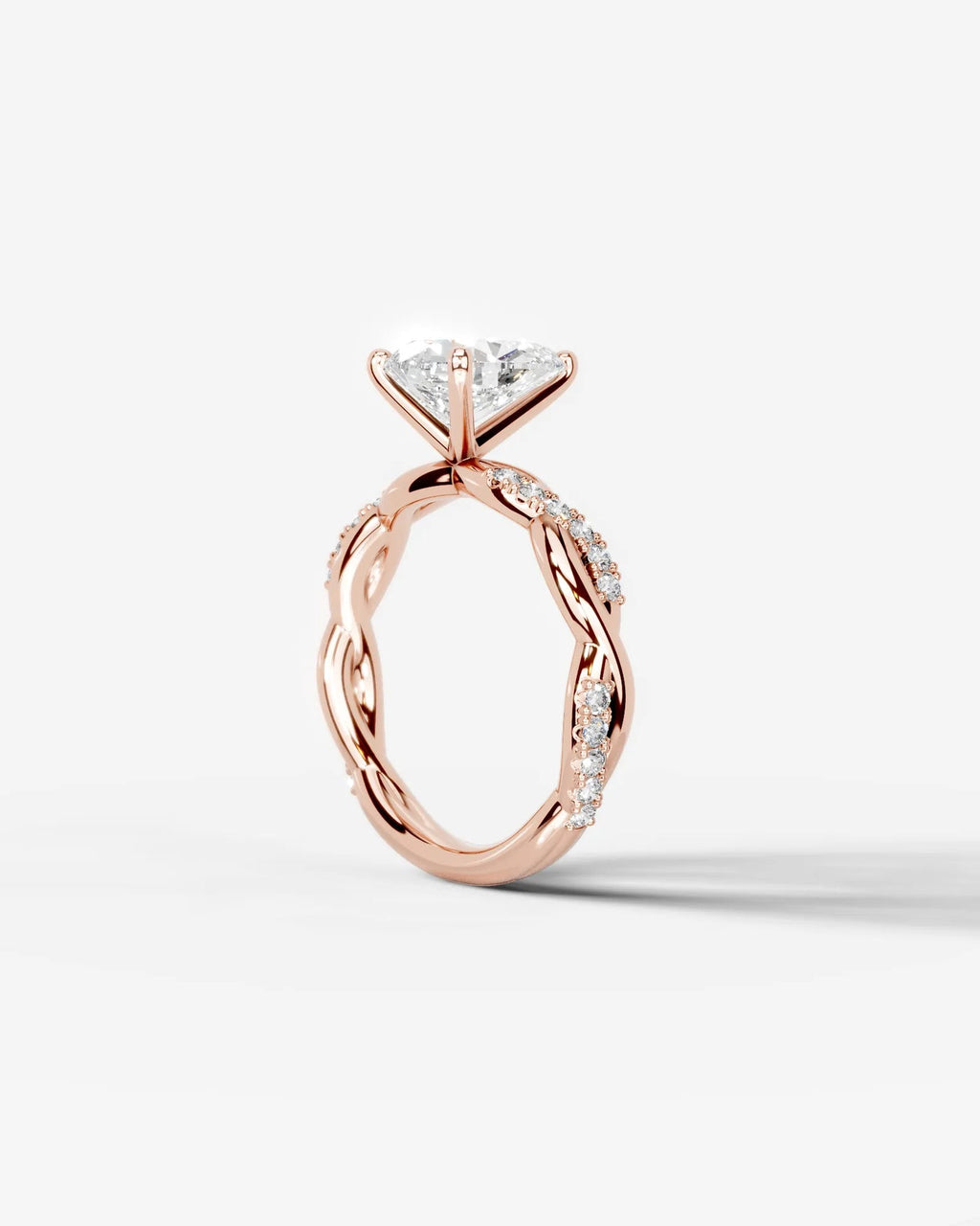 2 Carat Lab Grown Pear Cut Diamond Twist Halo Ring