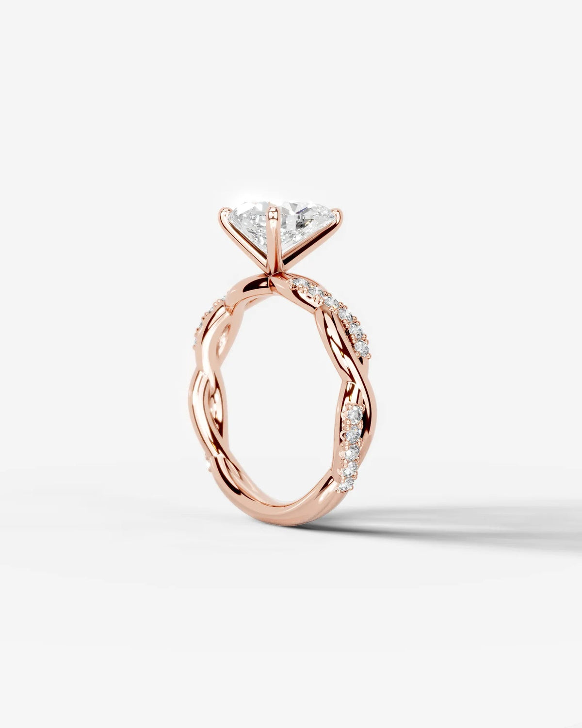 2 Carat Lab Grown Pear Cut Diamond Twist Halo Ring