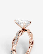 2 Carat Lab Grown Pear Cut Diamond Twist Halo Ring