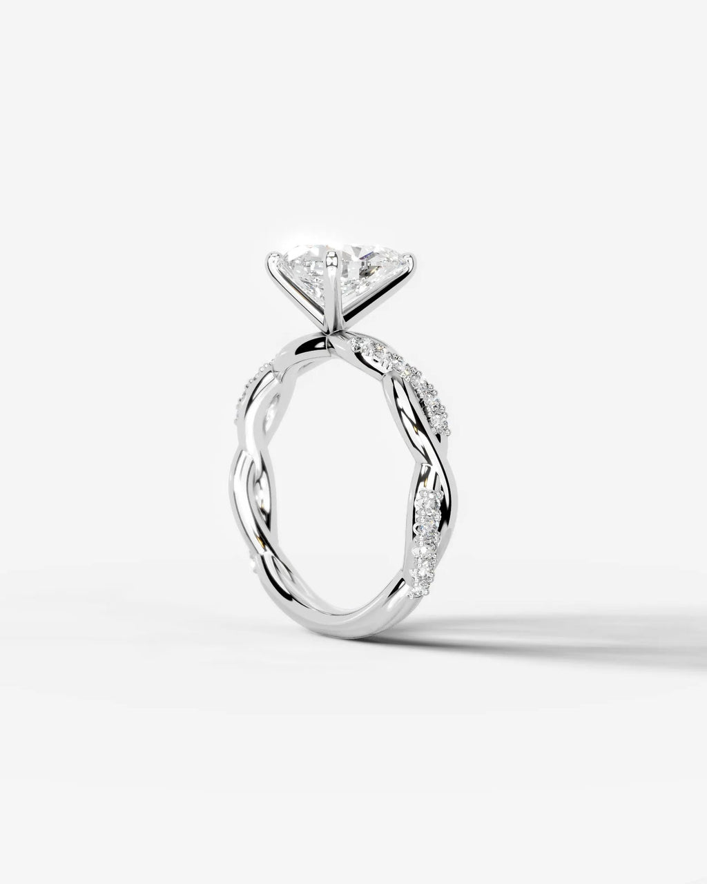 2 Carat Lab Grown Pear Cut Diamond Twist Halo Ring