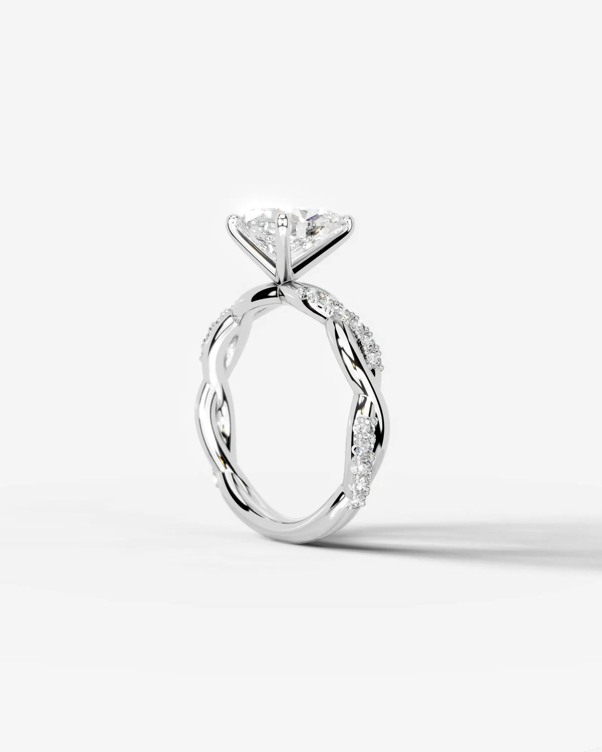 2 Carat Lab Grown Pear Cut Diamond Twist Halo Ring