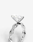 2 Carat Lab Grown Pear Cut Diamond Twist Halo Ring