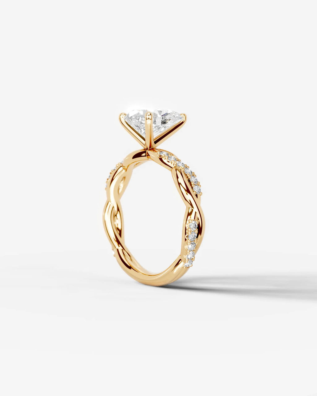 2 Carat Lab Grown Pear Cut Diamond Twist Halo Ring