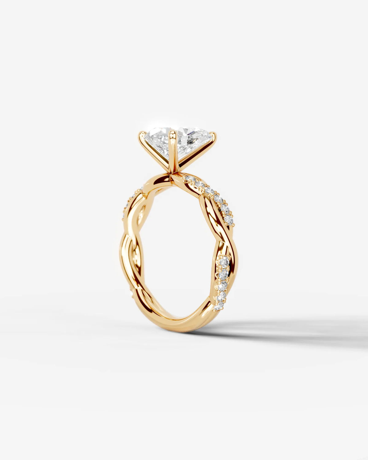 2 Carat Lab Grown Pear Cut Diamond Twist Halo Ring