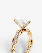 2 Carat Lab Grown Pear Cut Diamond Twist Halo Ring