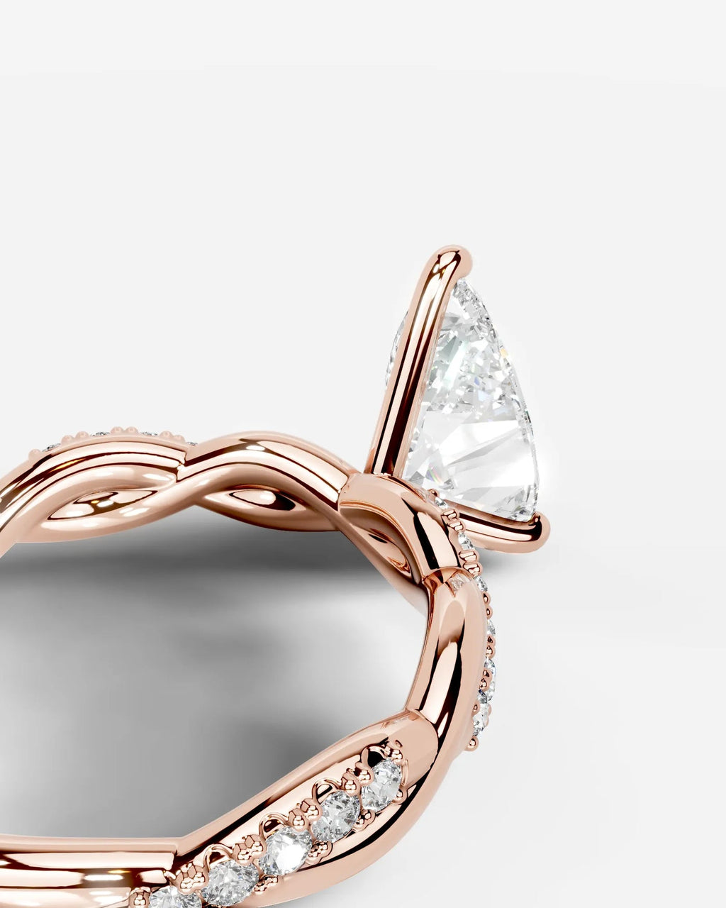 2 Carat Lab Grown Pear Cut Diamond Twist Halo Ring