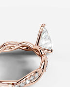 2 Carat Lab Grown Pear Cut Diamond Twist Halo Ring