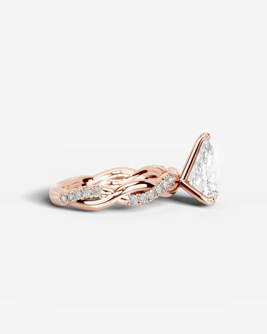 2 Carat Lab Grown Pear Cut Diamond Twist Halo Ring