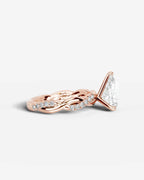 2 Carat Lab Grown Pear Cut Diamond Twist Halo Ring