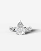 2 Carat Lab Grown Pear Cut Diamond Twist Halo Ring