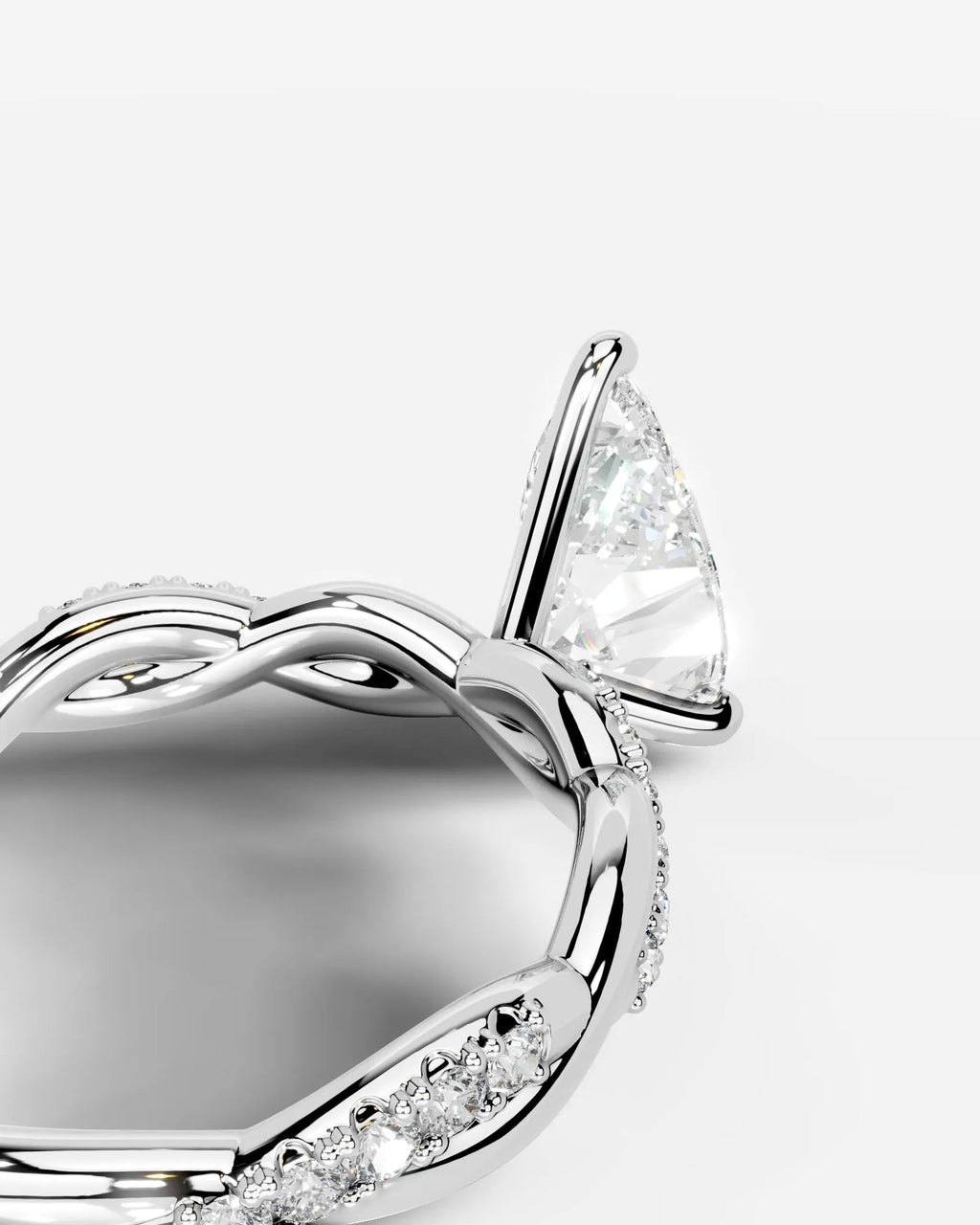 2 Carat Lab Grown Pear Cut Diamond Twist Halo Ring