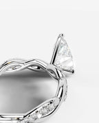 2 Carat Lab Grown Pear Cut Diamond Twist Halo Ring