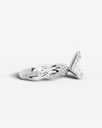 2 Carat Lab Grown Pear Cut Diamond Twist Halo Ring