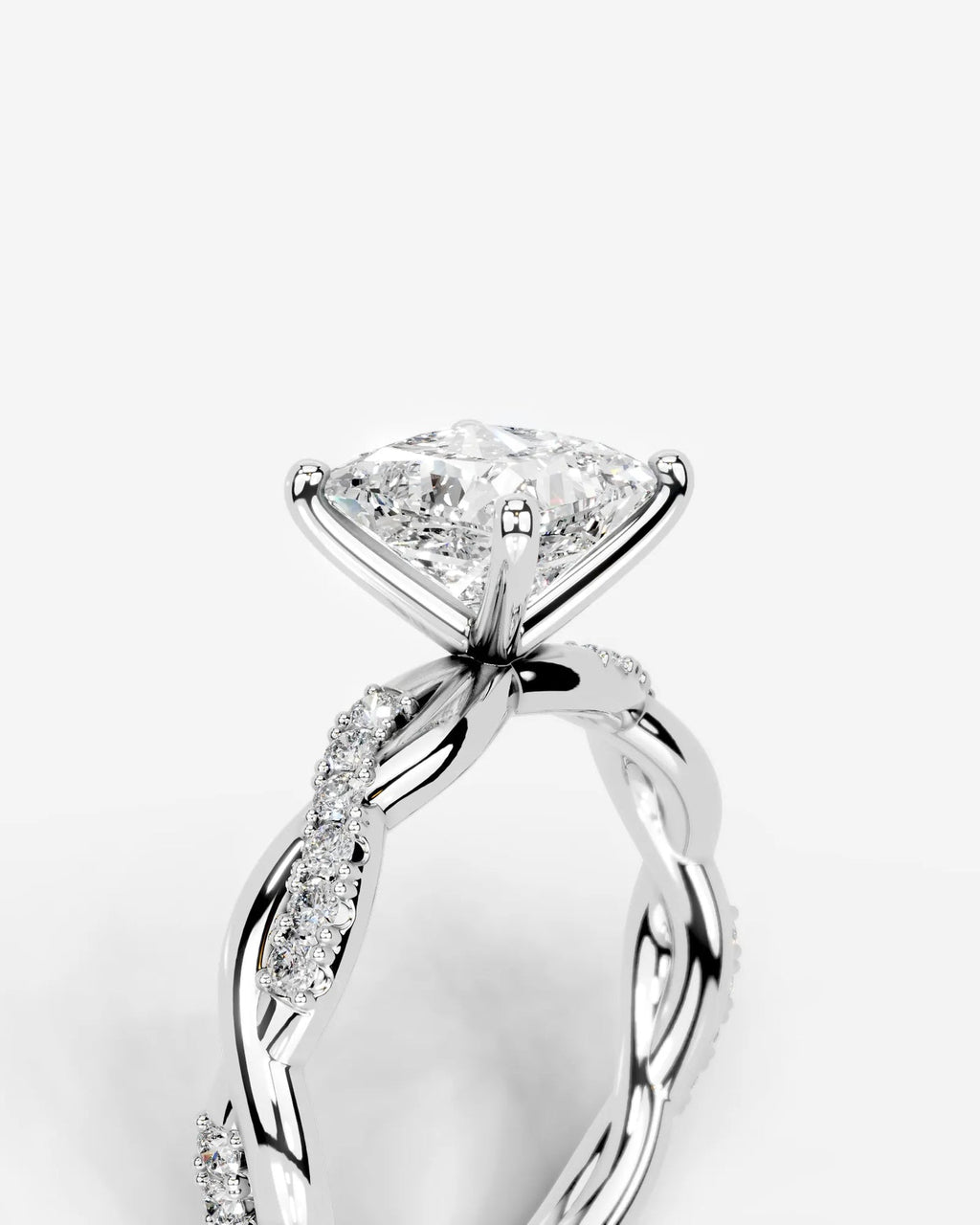 2 Carat Lab Grown Princess Cut Diamond Infinity Twist Ring