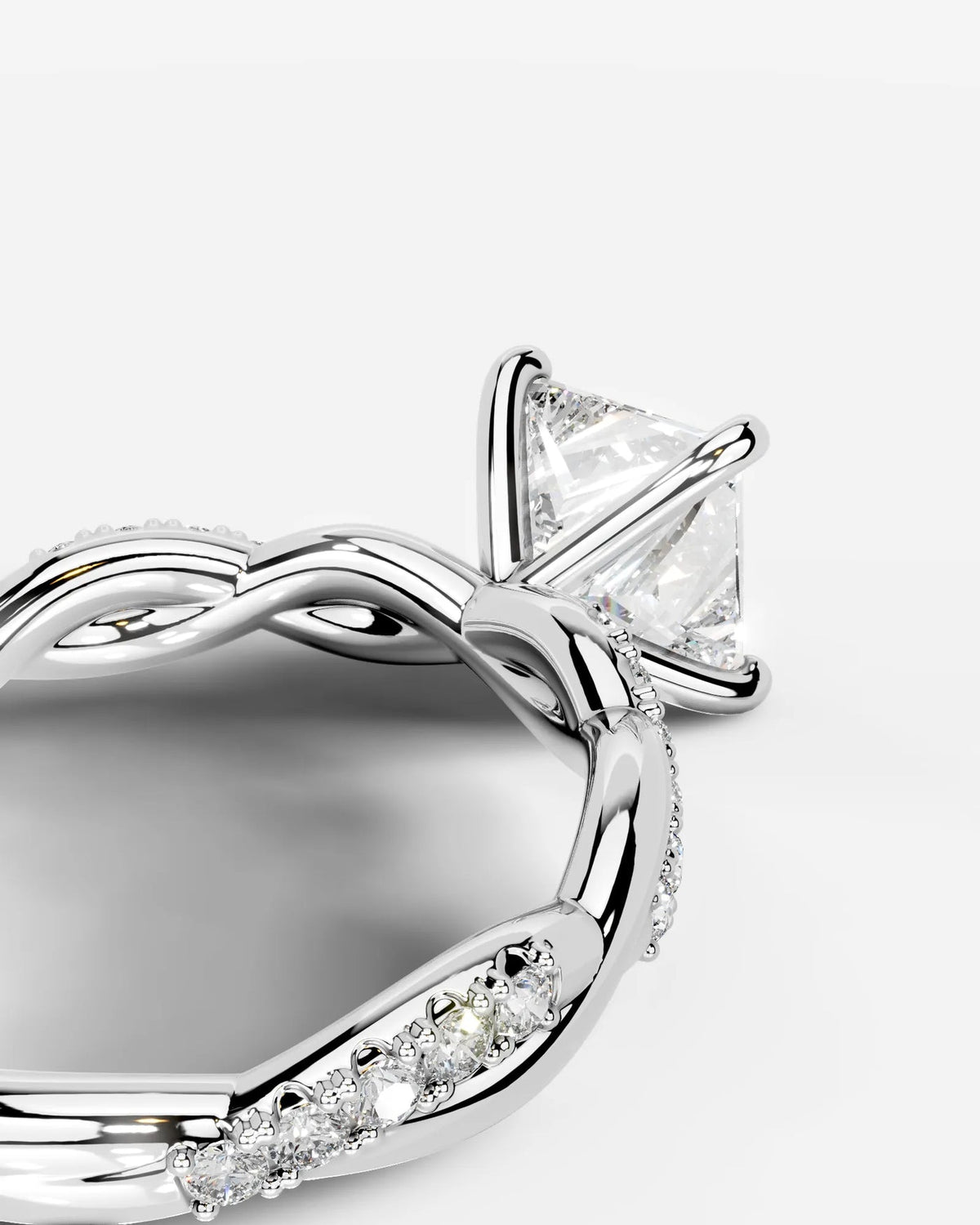 2 Carat Lab Grown Princess Cut Diamond Infinity Twist Ring