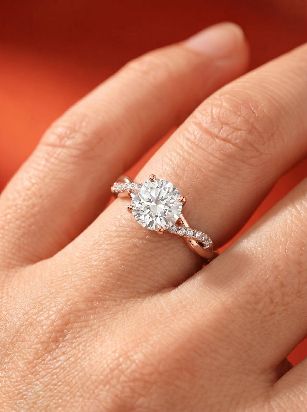 2 Carat Lab Grown Round Cut Diamond Twist Engagement Ring